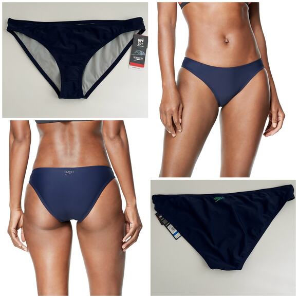 Speedo Hipster Bikini Swim Bottom Women's XL in Peacoat Navy Blue UPF 50 $42 NWT - Picture 1 of 11
